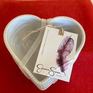 4 pieces Jessica Simpson Home Heart Shaped Bowls. 100% Melamine NWT.